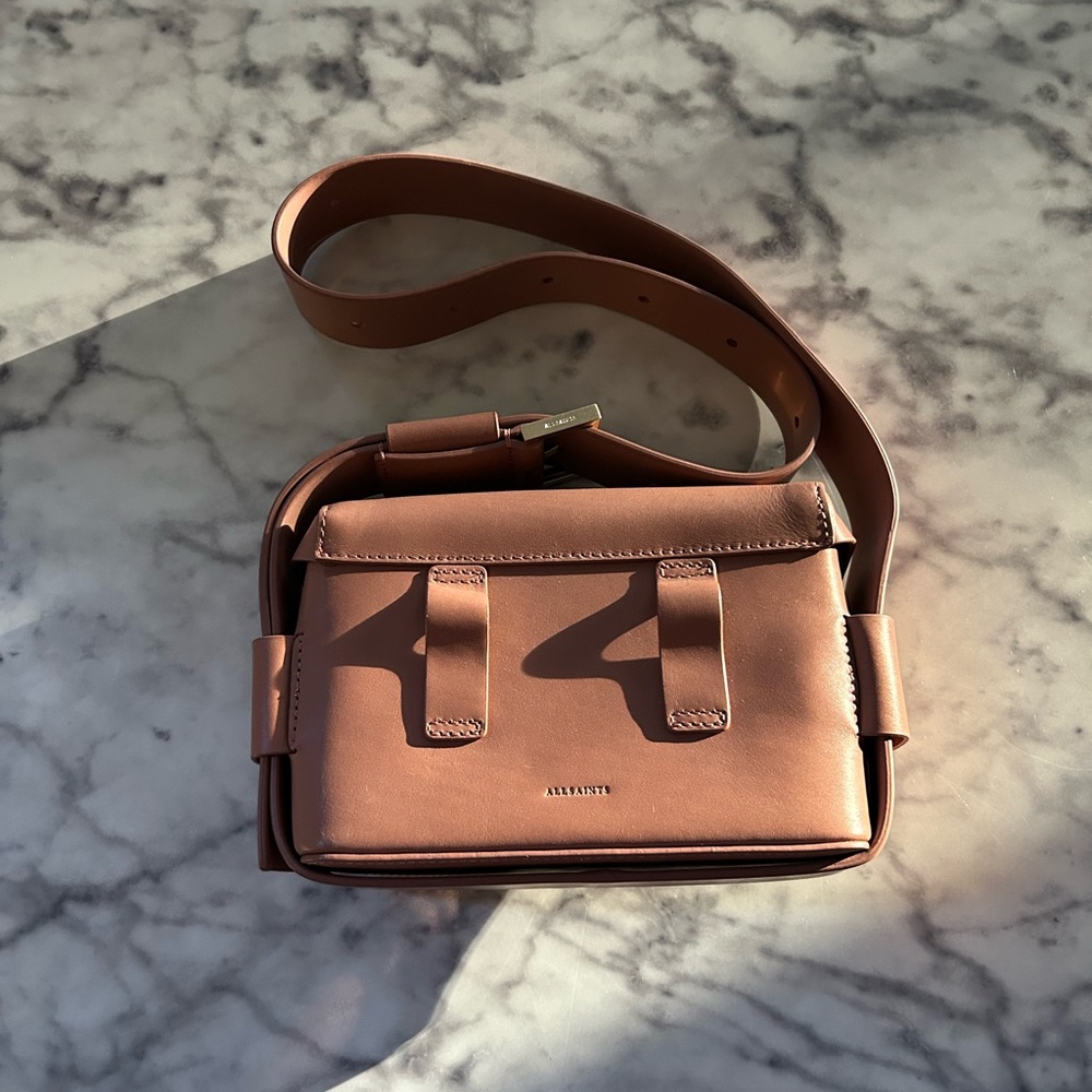 AllSaints Pink Leather 3 in 1 Frankie Crossbody - Picture 2 of 6